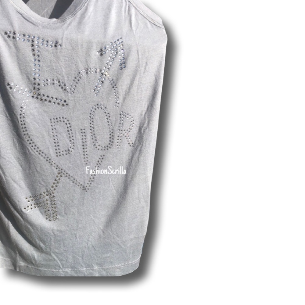 Christian Dior 2000s I heart Dior Cupid Arrow Diamanté Crystal Heart Tank Top - Picture 12 of 16